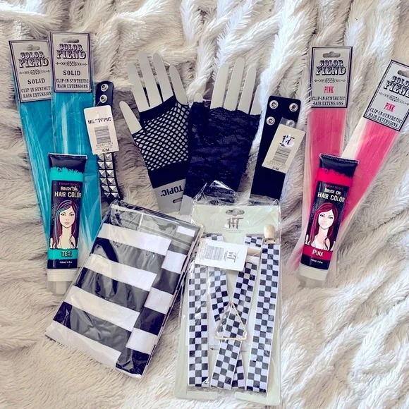 Hot Topic Y2K punk lot NWT leather bracelets, etc - Picture 1 of 5